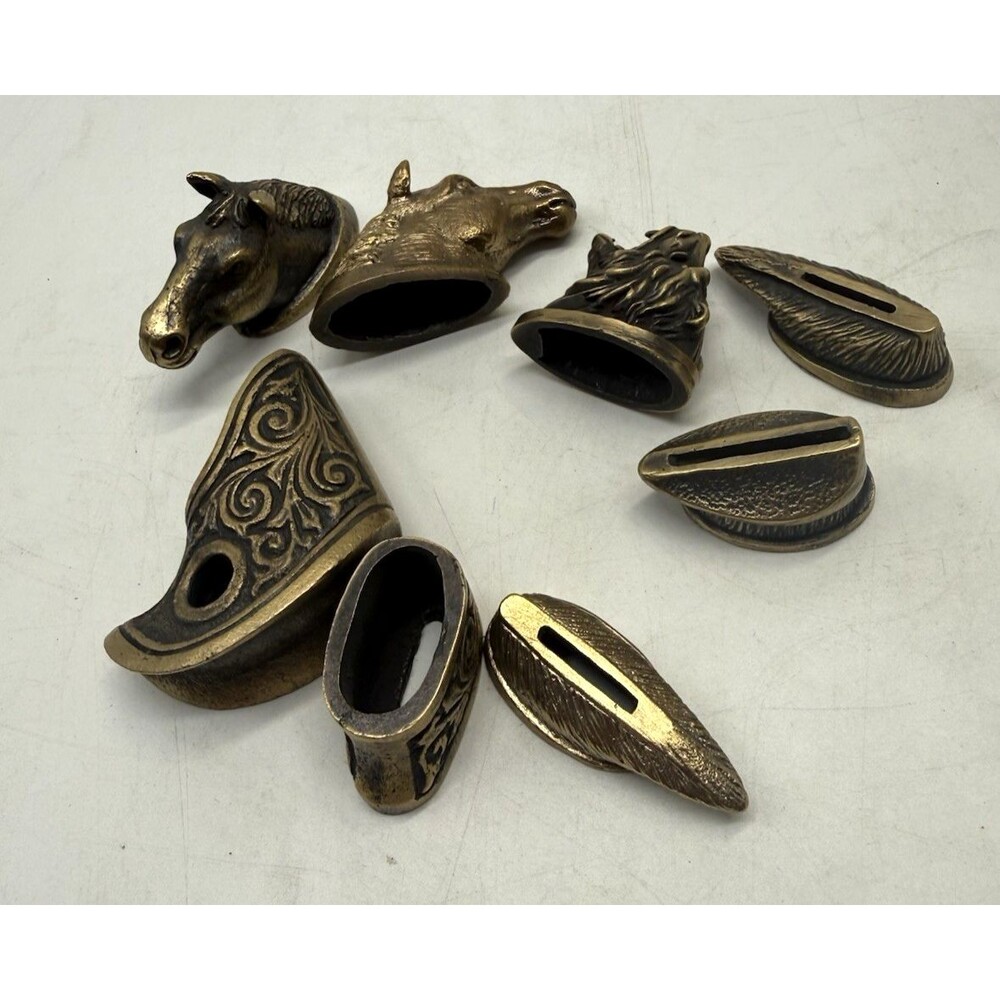 Lot 8 Bronze Custom Finger Guard Bolster & Pommel Horse Bear Saber Filigree